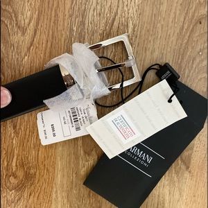 NWT, Armani Collezioni Genuine Leather Men’s Black Belt, One Size